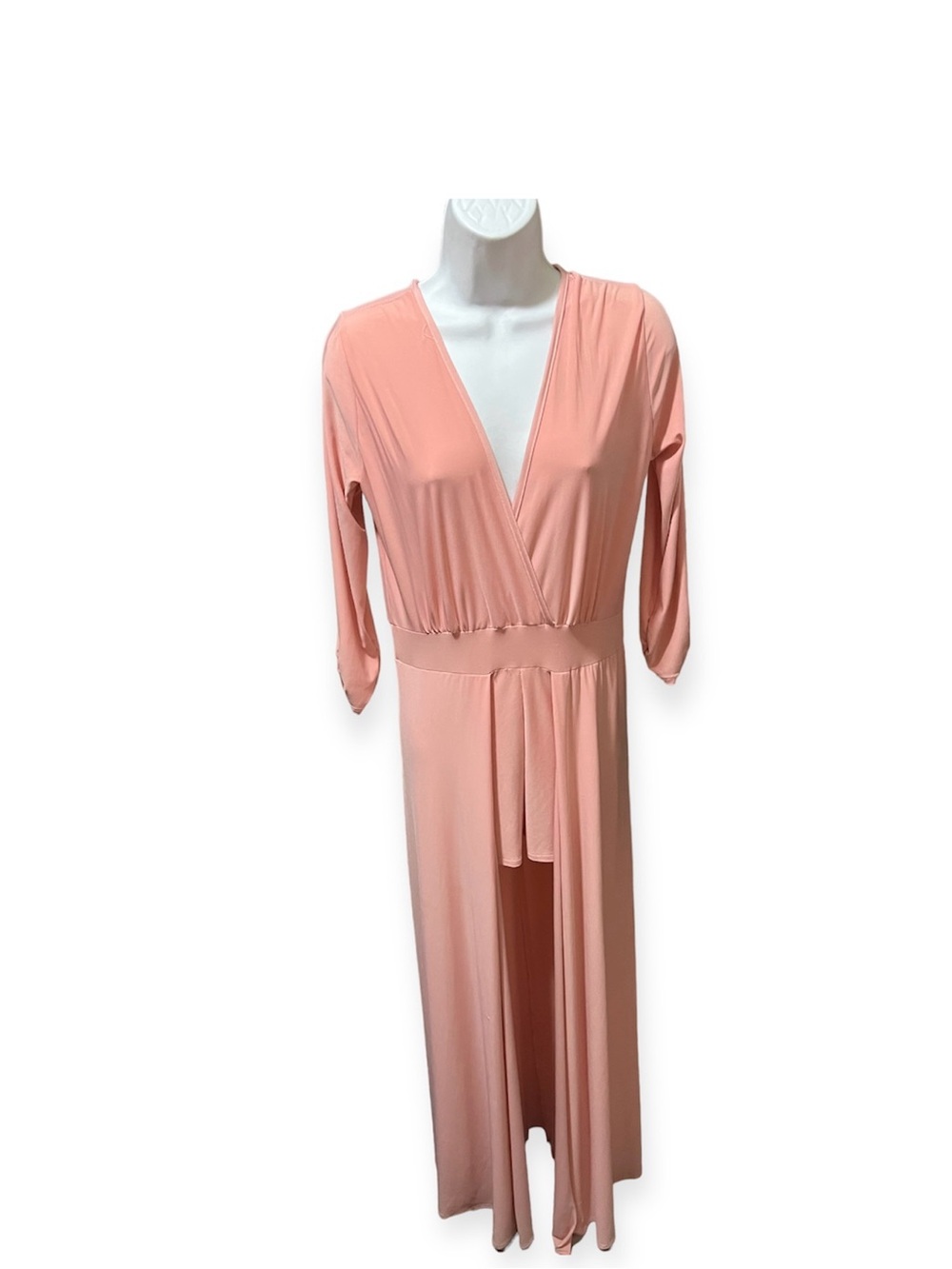 Jasmine Coral High-Low V-Neck Dress Size L